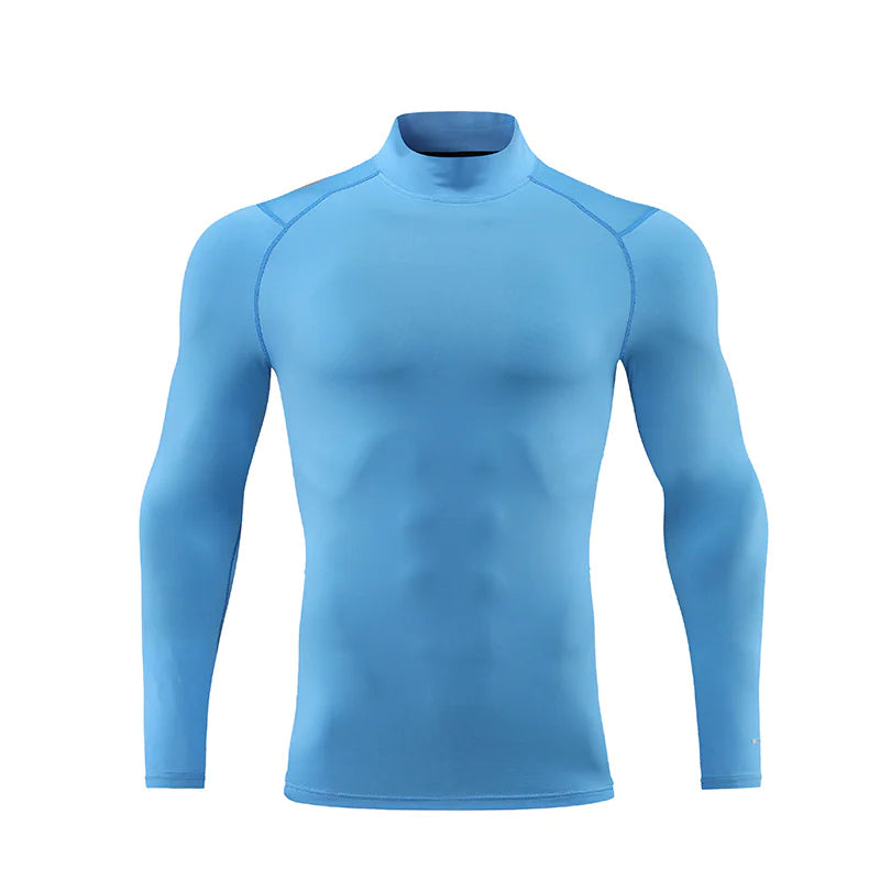 Reflective Stand Collar Compression Shirt