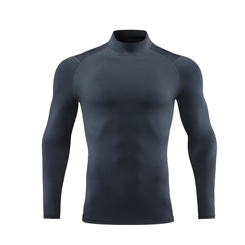 Reflective Stand Collar Compression Shirt