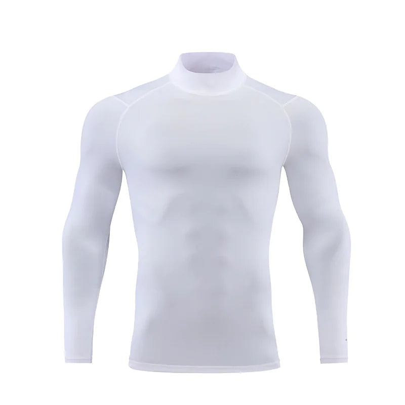 Reflective Stand Collar Compression Shirt