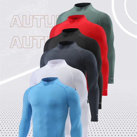 Reflective Stand Collar Compression Shirt